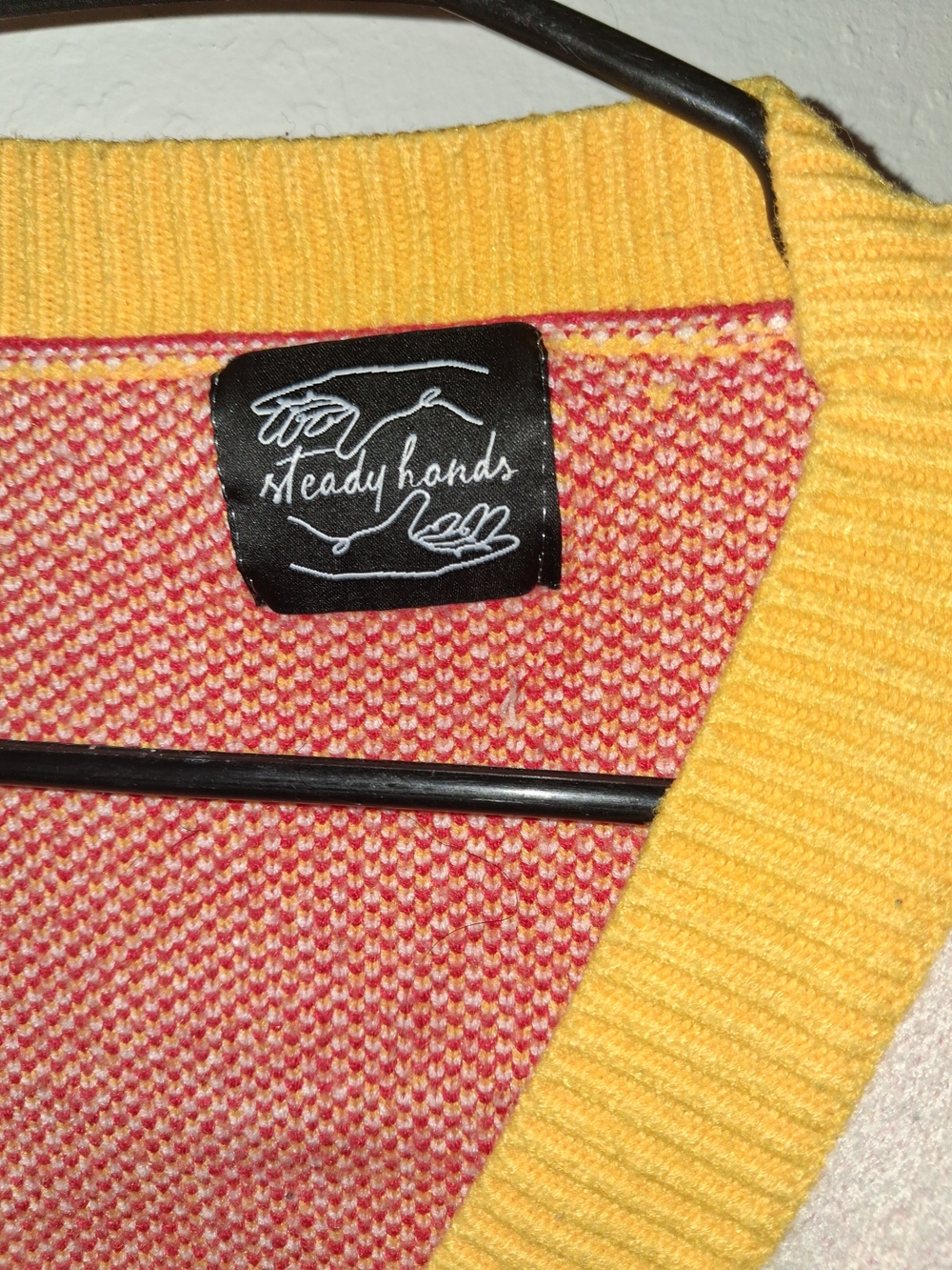 Knit Flame-Pattern Button Cardigan - Cream/Yellow/Red - Picture 4 of 4